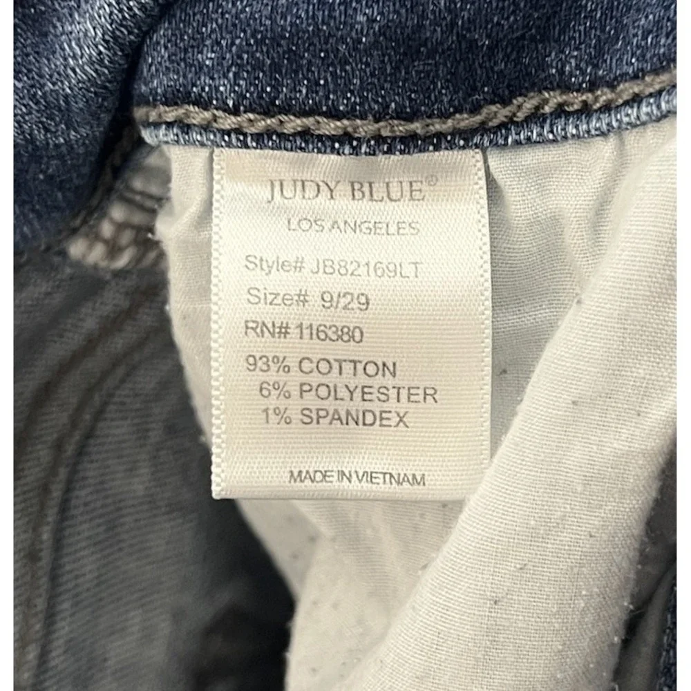 Judy Blue Boyfriend Fit Jeans Womens Juniors Sz 9/29 Blue Stretch Distressed